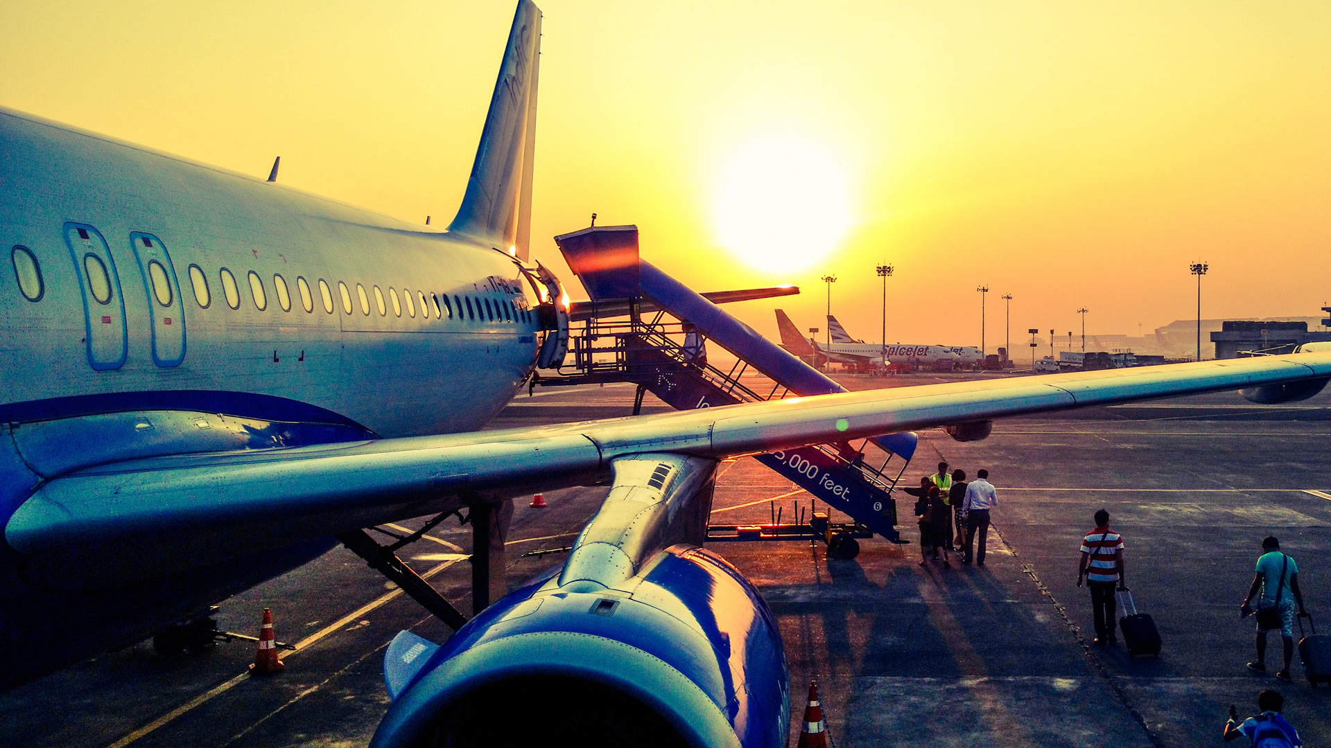 Aircraft being prepared for air cargo movement