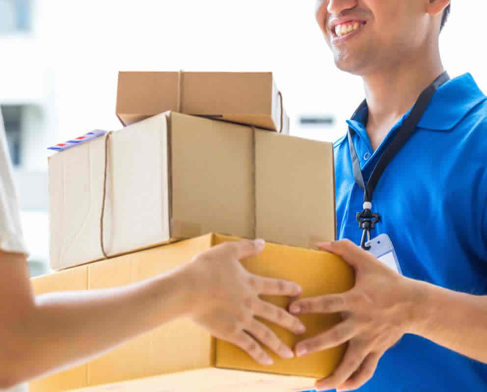 Courier handing over a parcel